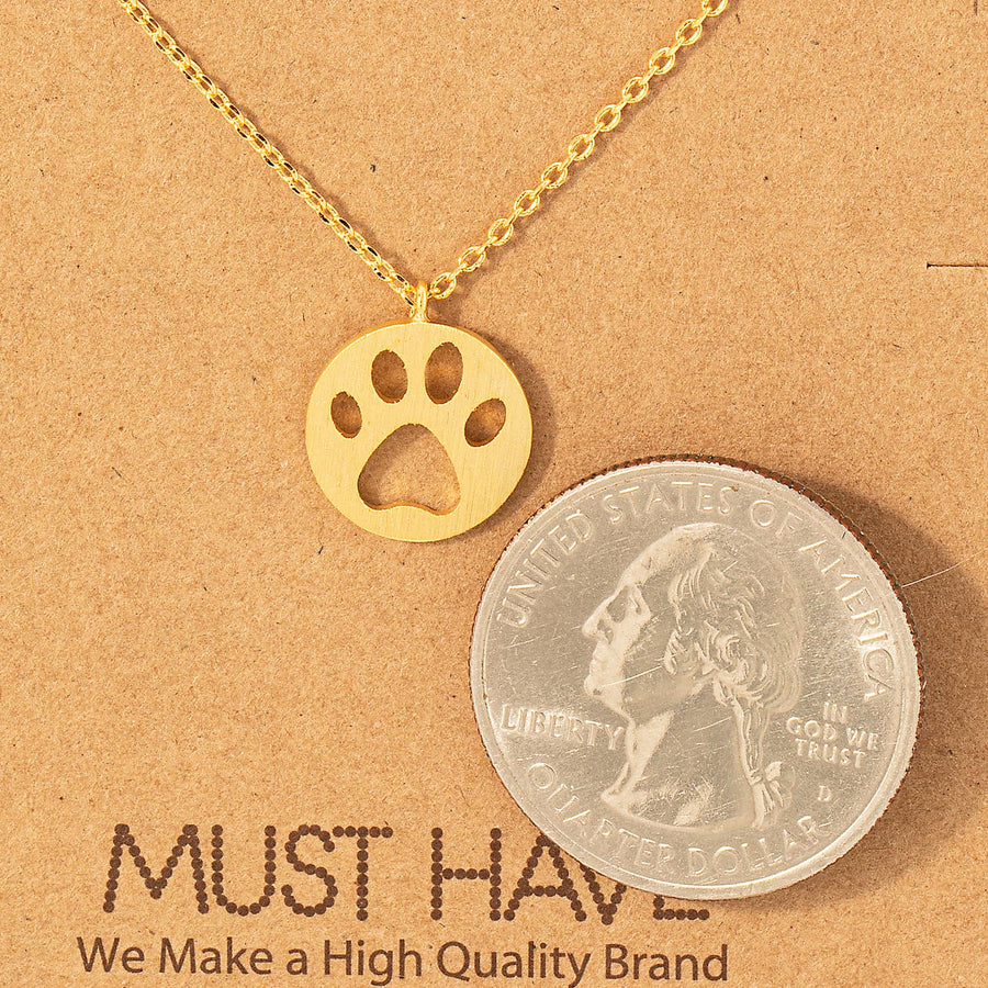 Paw Print Pendant Necklace: Silver