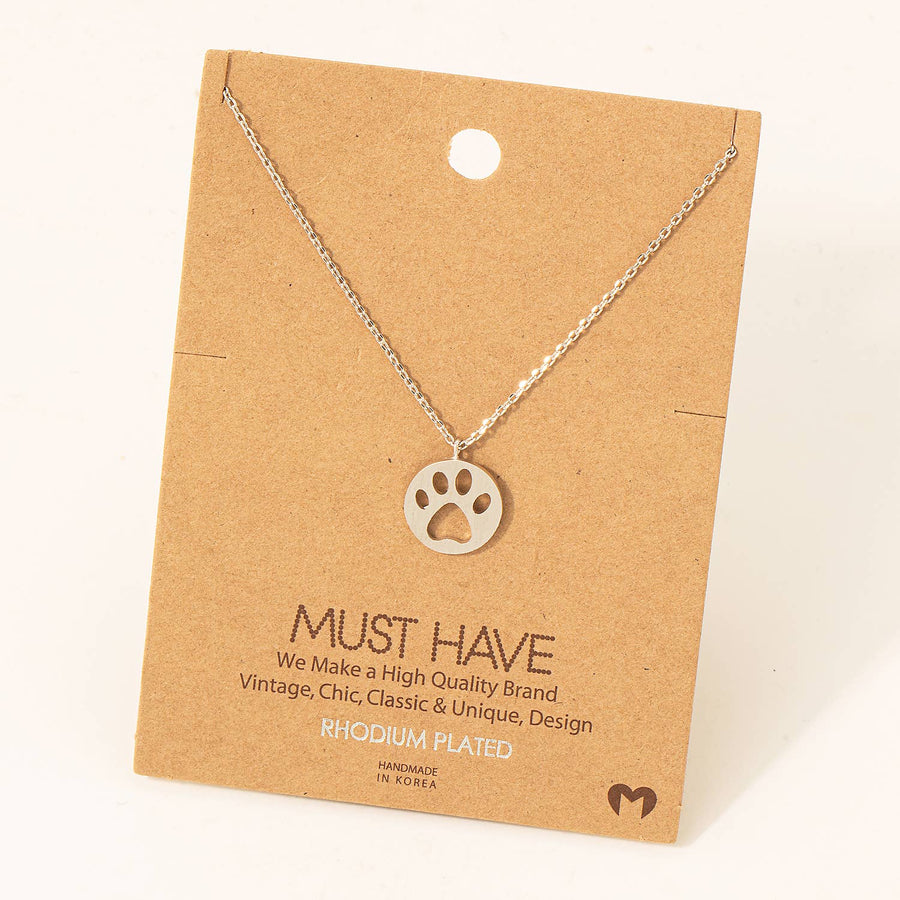 Paw Print Pendant Necklace: Rose Gold