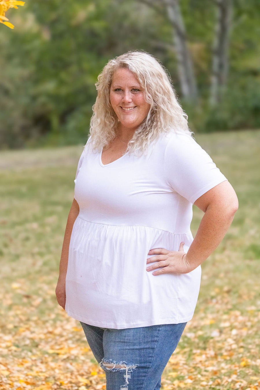 IN STOCK Sarah Ruffle Short Sleeve - White | Women's Top