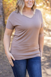 IN STOCK Chloe Cozy Tee - Mocha | Women's V-Neck Top FINAL SALE