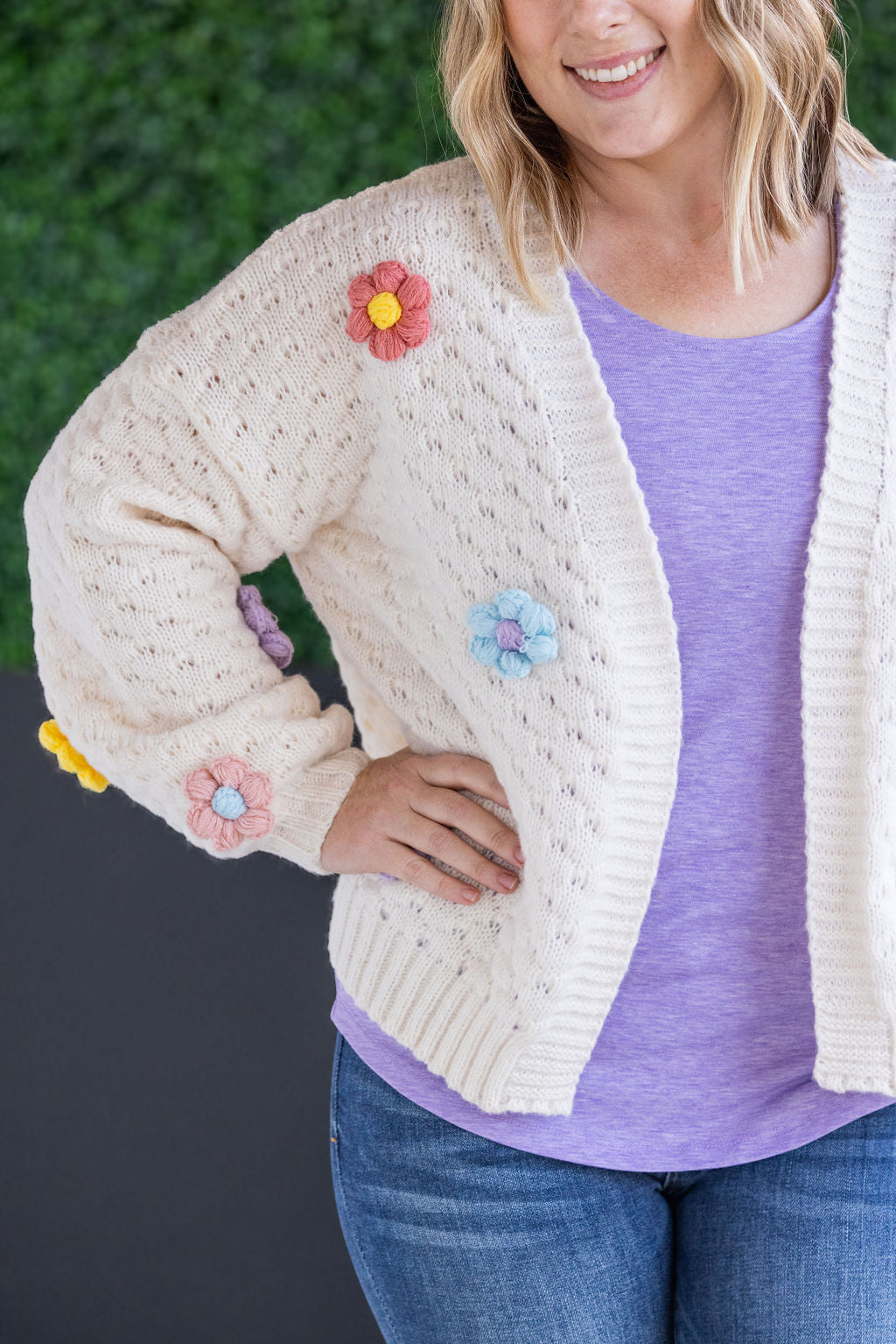 IN STOCK Flower Cardigan - Ivory