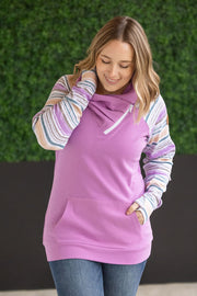 IN STOCK Zoey ZipCowl Sweatshirt - Mauve and Stripes