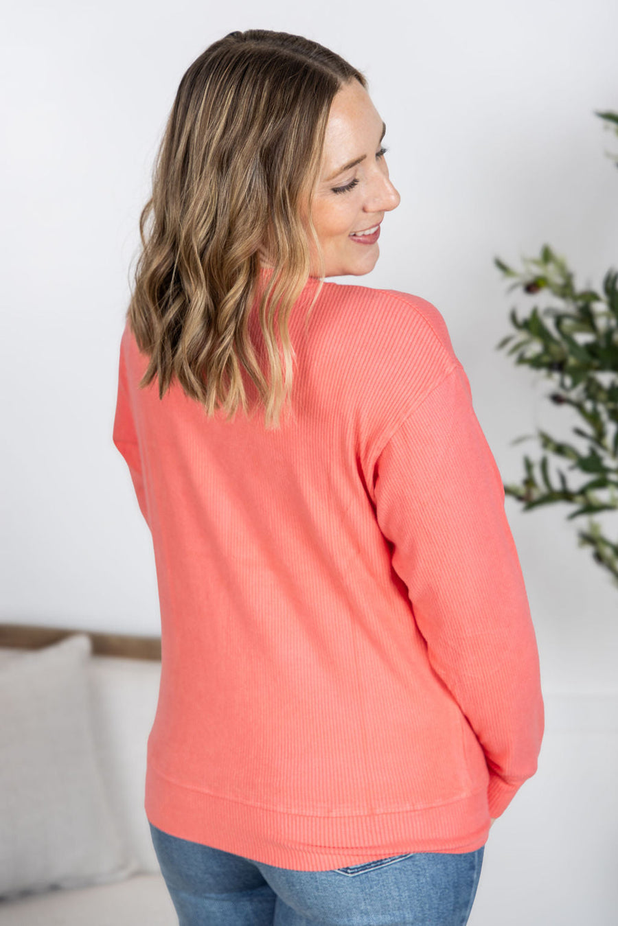 IN STOCK Corrine Ribbed Pullover Top - Coral