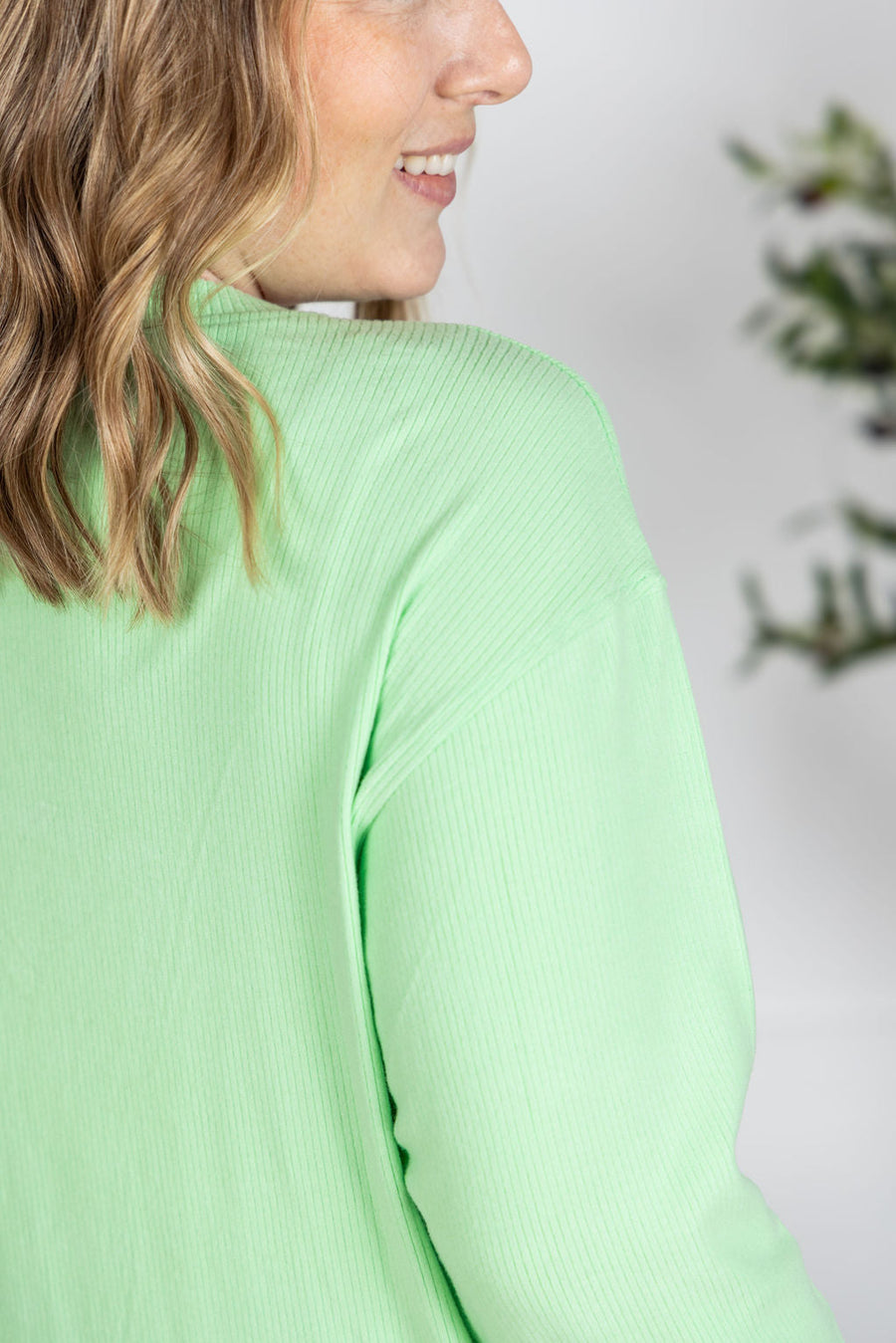 IN STOCK Corrine Ribbed Pullover Top - Lime