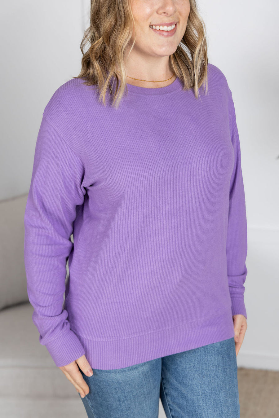 IN STOCK Corrine Ribbed Pullover Top - Purple