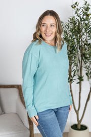 IN STOCK Corrine Ribbed Pullover Top - Dusty Blue