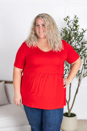 IN STOCK Sarah Ruffle Short Sleeve - Red