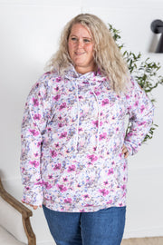 IN STOCK Ashley Hoodie - Pink and Periwinkle Abstract Floral