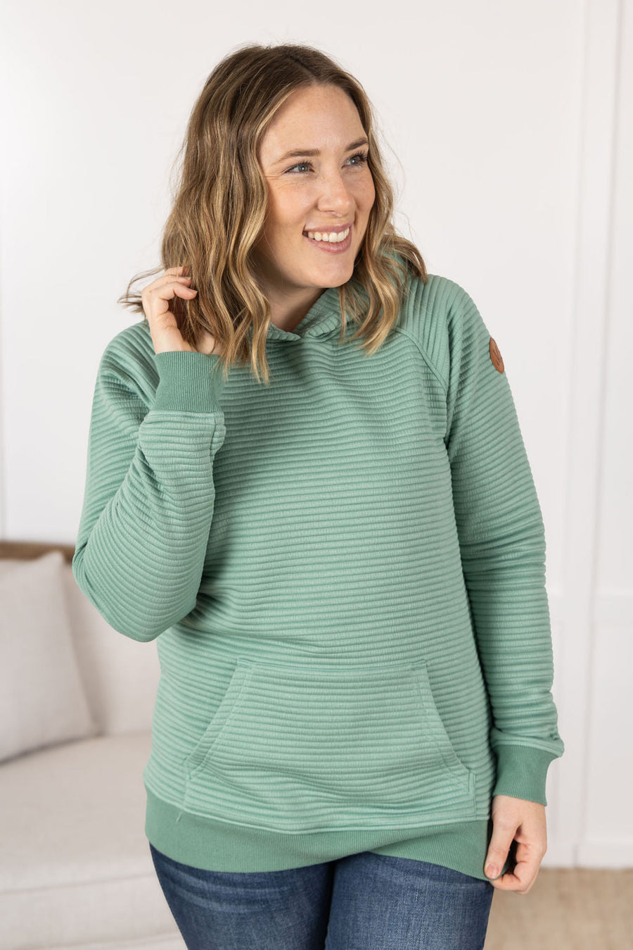 Tatum Textured Pullover Hoodie - Sea Green