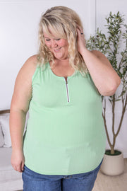 IN STOCK Mila Zipper Tank - Lime