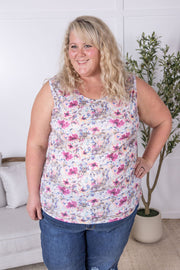 IN STOCK Ava Tank - Pink and Periwinkle Abstract Floral