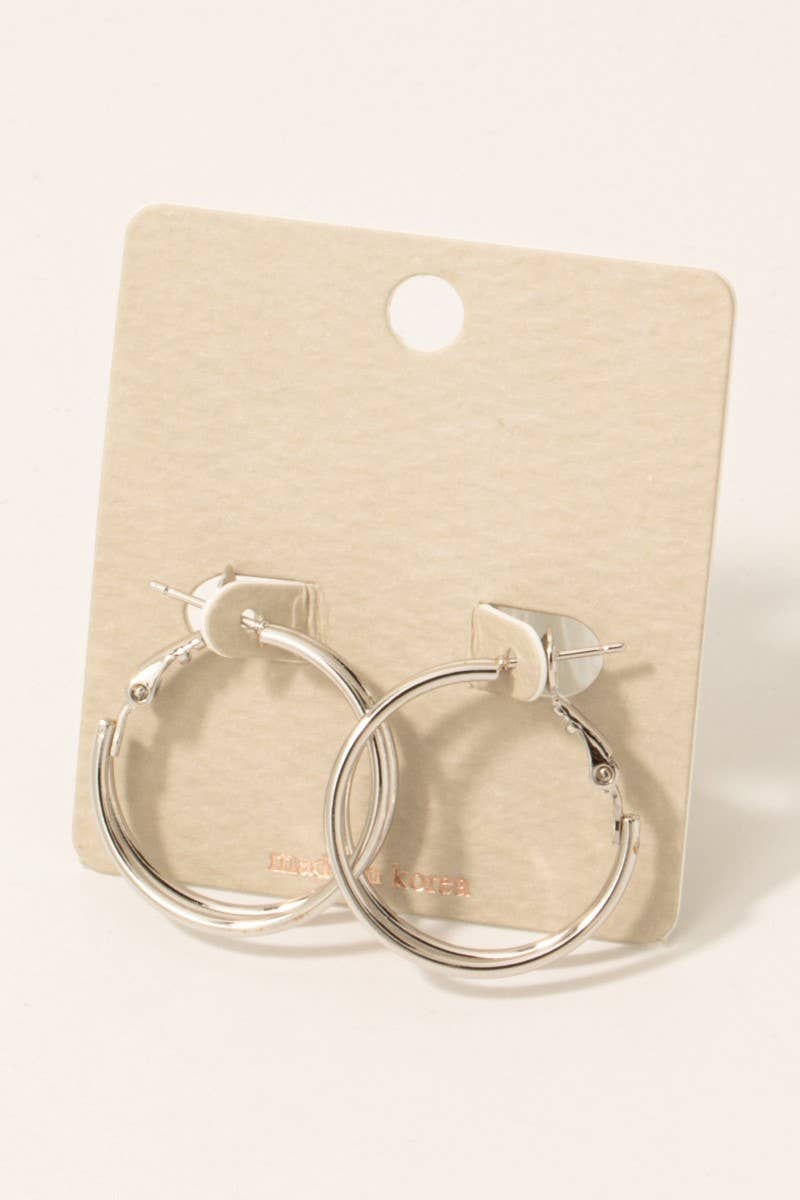 Layered Metallic Wire Latch Hoop Earrings: S