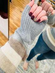 Gray Stripe Color Block Sweater