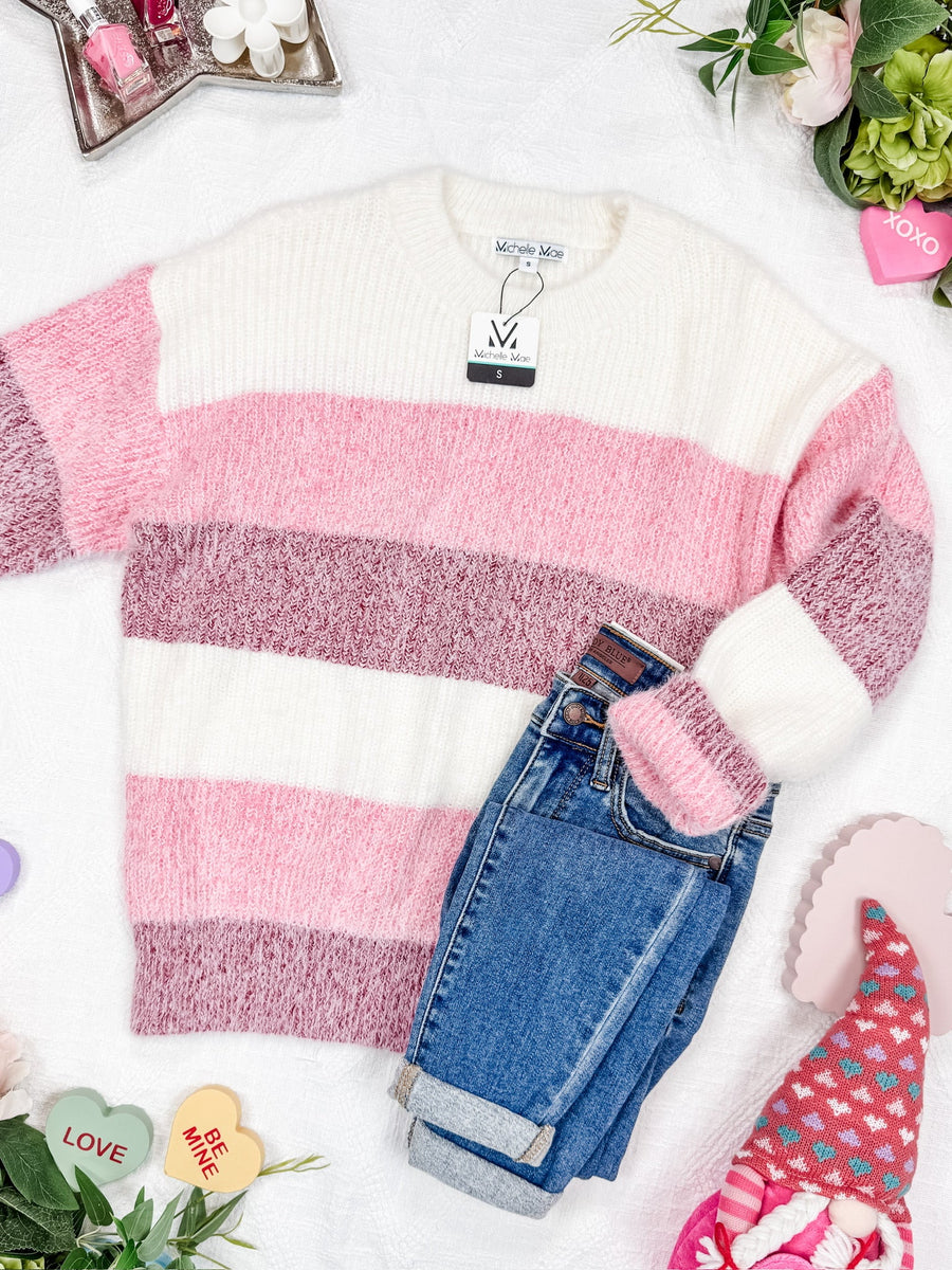 Cozy Block Sweater - VDay Stripes