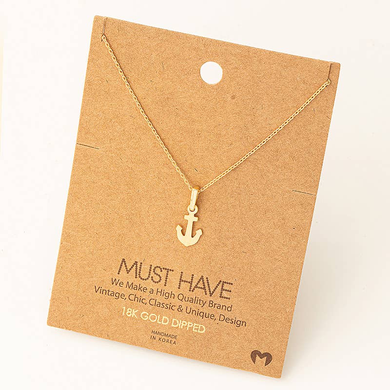 Dainty Anchor Pendant Necklace: Rose Gold