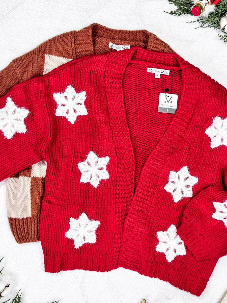 IN STOCK Snowflake Cardigan - Red FINAL SALE