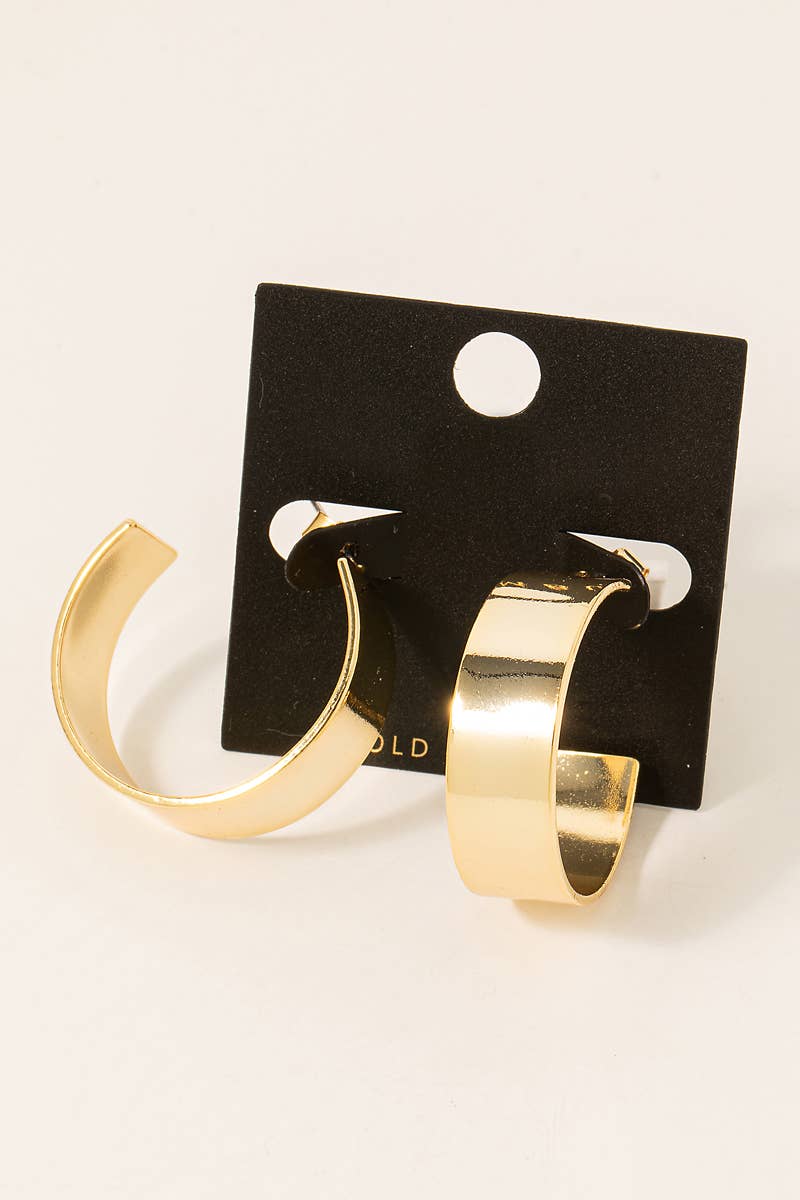 Gold Dipped 1.25 Inch Flat Hoop Earrings: SILVER