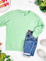 IN STOCK Corrine Ribbed Pullover Top - Lime