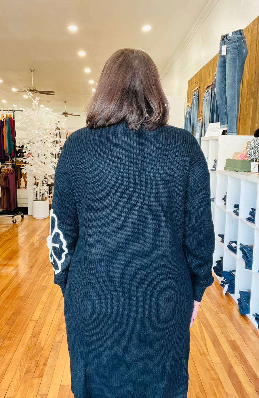 Black & White Embroidered Duster Cardigan