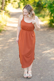 IN STOCK Reagan Ribbed Midi Dress - Rust FINAL SALE