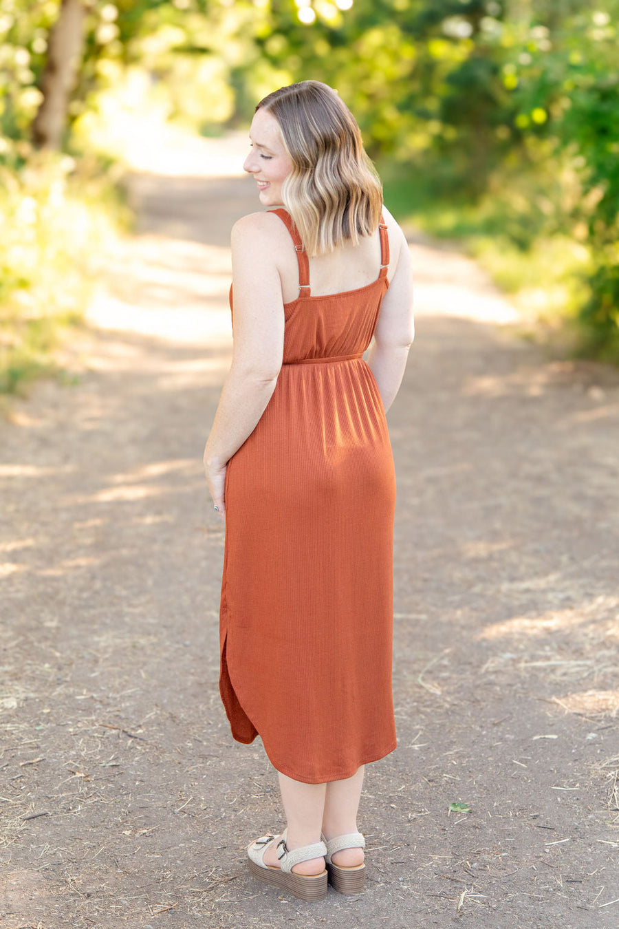 IN STOCK Reagan Ribbed Midi Dress - Rust FINAL SALE