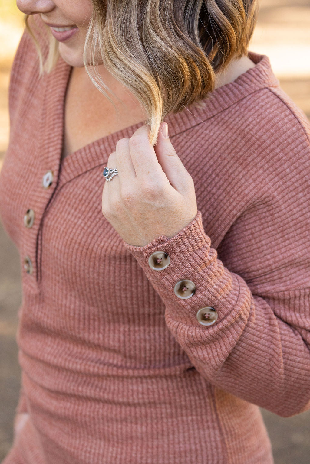 IN STOCK Brittney Button Sweater - Terra Cotta | Women's Long Sleeve FINAL SALE