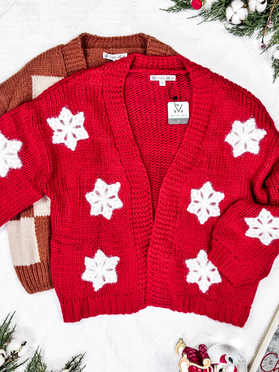 IN STOCK Snowflake Cardigan - Red FINAL SALE