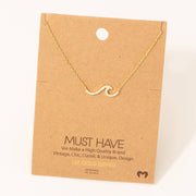 Pave Wave Pendant Necklace: Silver