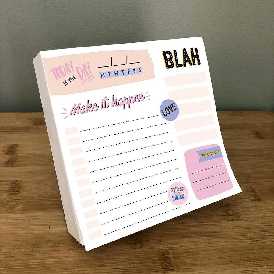 Undated Make it Happen Daily Note Block: Open Dated / Desk Pad / 4.5 x 4.5