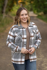 IN STOCK Norah Plaid Shacket - Grey and Tan | Women's Shacket FINAL SALE