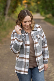 IN STOCK Norah Plaid Shacket - Grey and Tan | Women's Shacket FINAL SALE