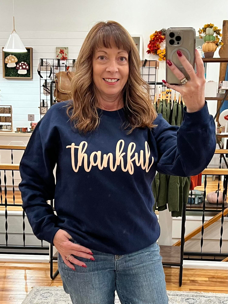 Thankful Puffy Print Pullover