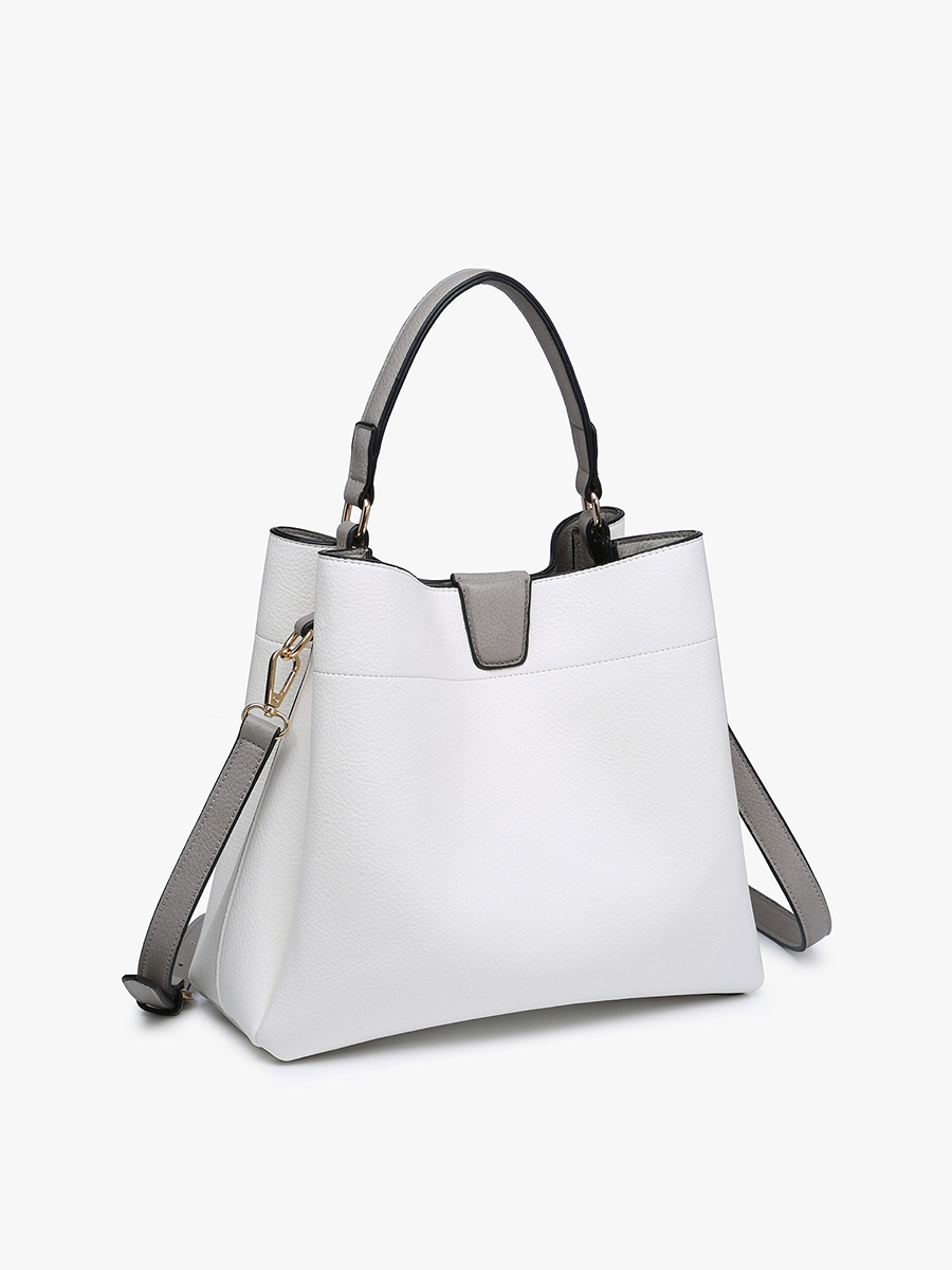 Tati Satchel w/ Shoulder Strap: Grey/White