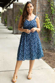 IN STOCK Cassidy Midi Dress - Blue Floral Mix