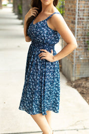 IN STOCK Cassidy Midi Dress - Blue Floral Mix