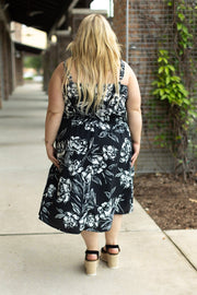 IN STOCK Cassidy Midi Dress - Black and White Floral | Women’s Dress