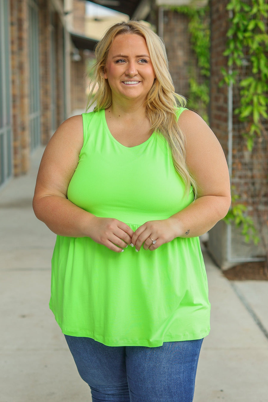 IN STOCK Renee Ruffle Tank - Neon Green  | Women's Sleeveless Top FINAL SALE