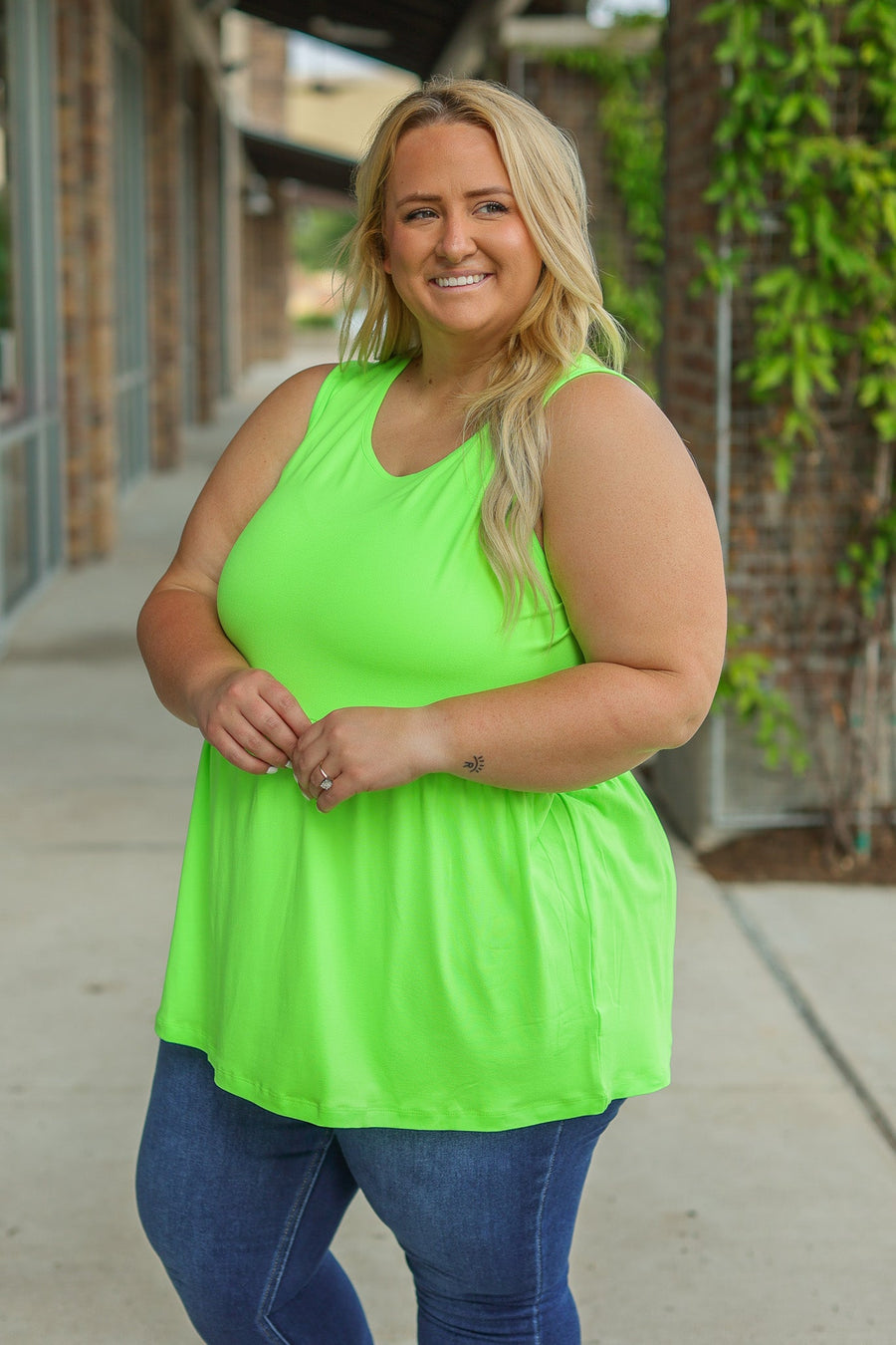 IN STOCK Renee Ruffle Tank - Neon Green  | Women's Sleeveless Top FINAL SALE