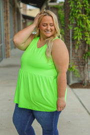 IN STOCK Renee Ruffle Tank - Neon Green  | Women's Sleeveless Top FINAL SALE