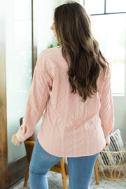 Cable Knit Jacket - Blush Pink