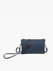 Riley Suede Crossbody/Wristlet: Navy