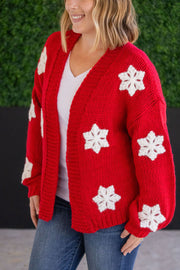 IN STOCK Snowflake Cardigan - Red FINAL SALE