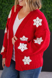 IN STOCK Snowflake Cardigan - Red FINAL SALE