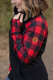 IN STOCK Zoey ZipCowl - Black and Buffalo Plaid