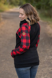 IN STOCK Zoey ZipCowl - Black and Buffalo Plaid