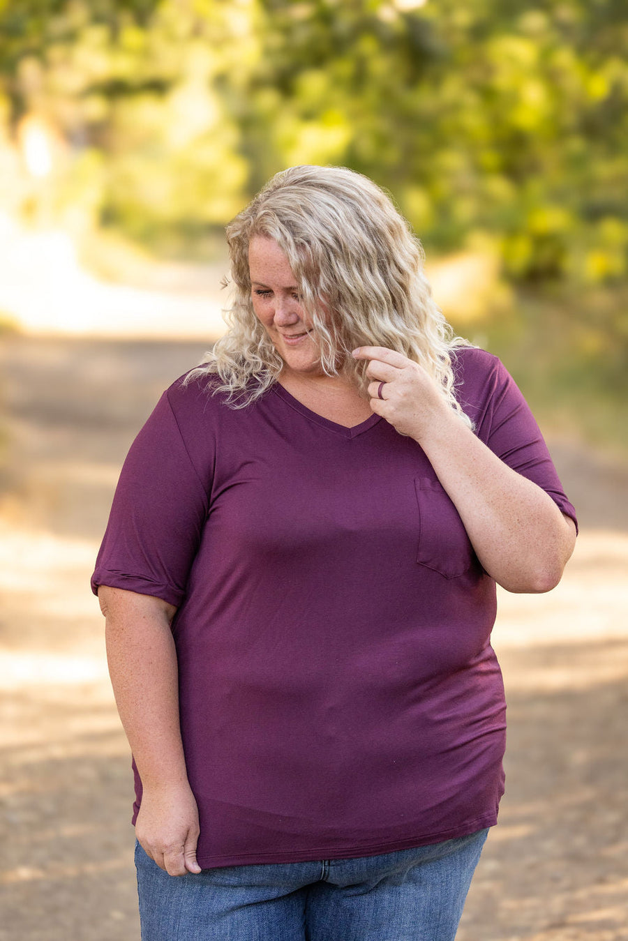 IN STOCK Sophie Pocket Tee - Burgundy | Women's Short Sleeve FINAL SALE