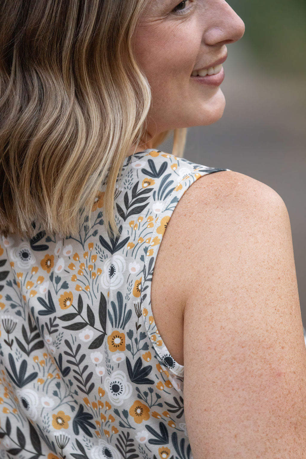 IN STOCK Renee Ruffle Tank - Boho Olive Floral FINAL SALE