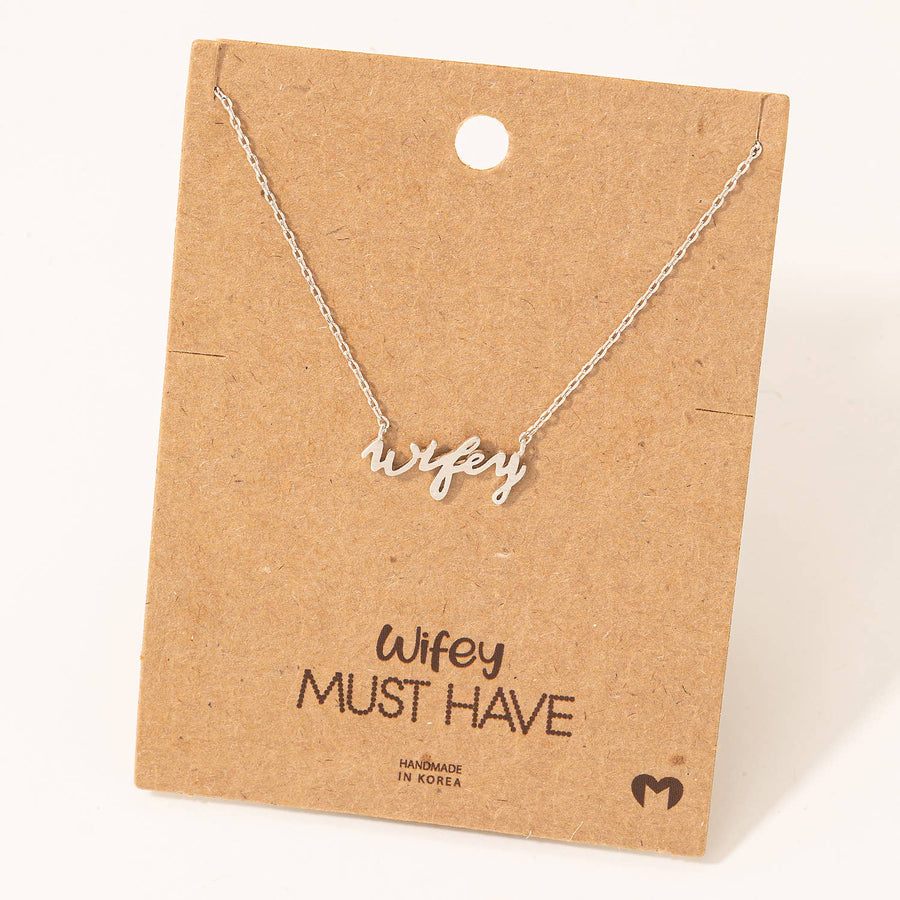 Wifey Handwritten Pendant Necklace: Rose Gold