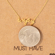 Wifey Handwritten Pendant Necklace: Silver