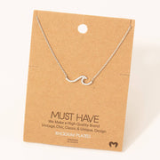 Pave Wave Pendant Necklace: Gold